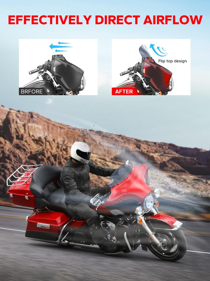 Amazicha Smoke Tint 6" Windshield Windscreen Compatible for Harley Davidson Touring Street Glide Electra Glide FLHT FLHTC FLHX 1996-2013 - Image 2